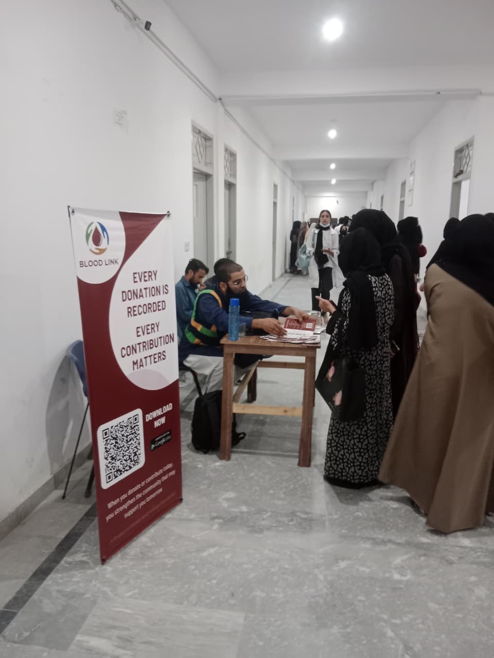 Blood donation activity at Abbasyn University, Islamabad during Abbasyn University Blood Donation Camp
