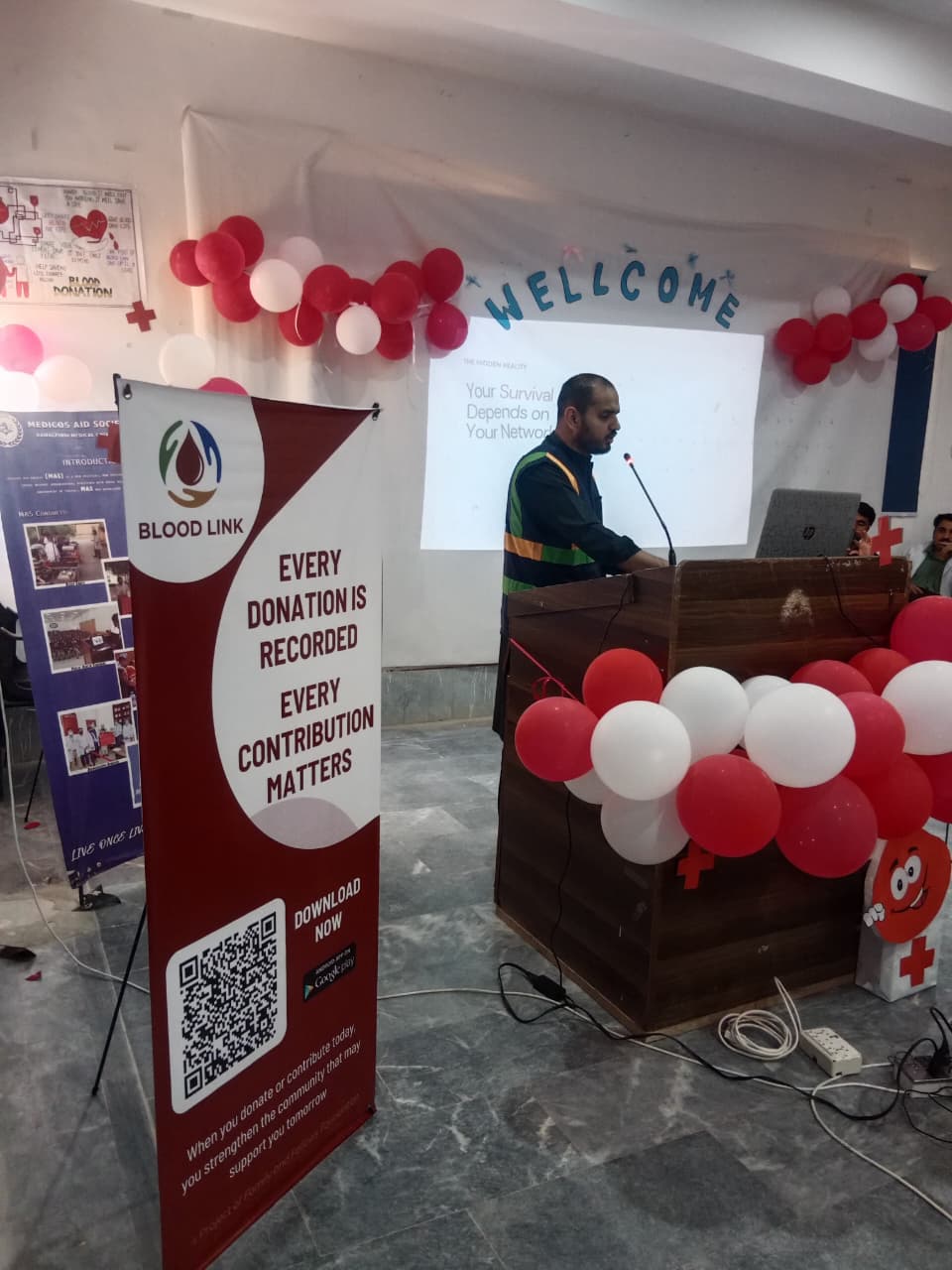 Blood donation activity at Abbasyn University, Islamabad during Abbasyn University Blood Donation Camp