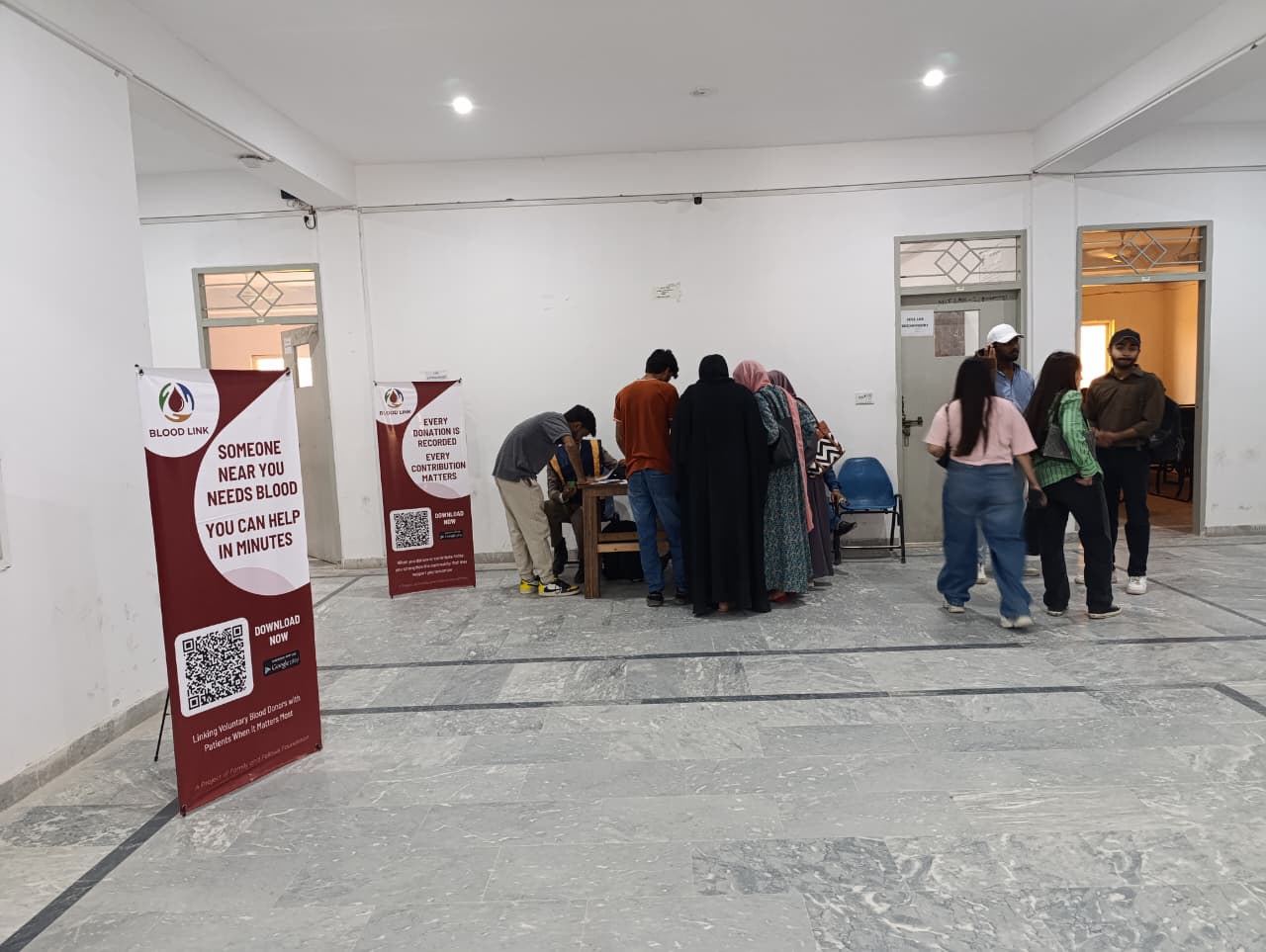 Blood donation activity at Abbasyn University, Islamabad during Abbasyn University Blood Donation Camp