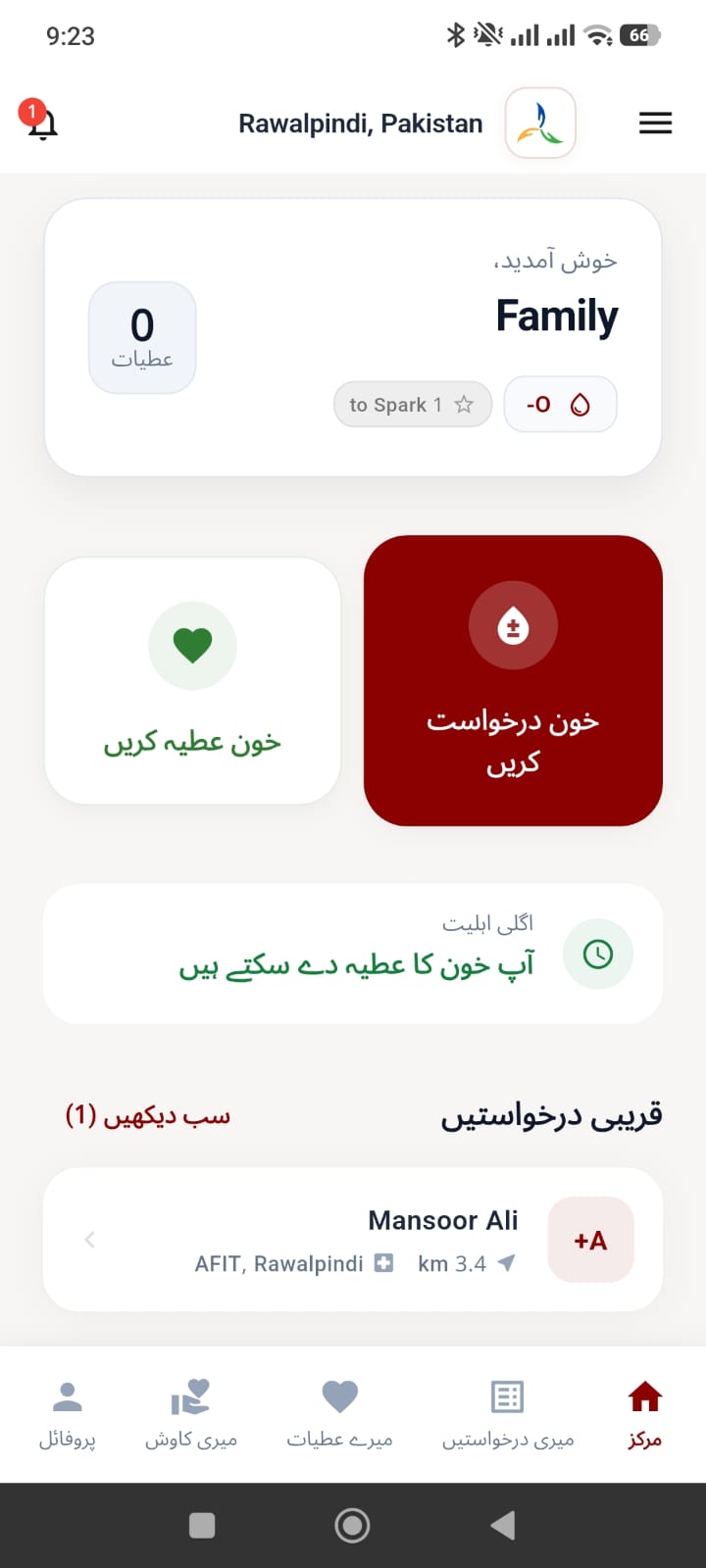 Blood Link Urdu language support screen